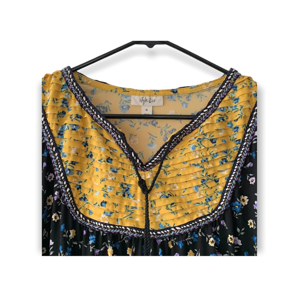 Style and Co Long Sleeve Floral Flowy Fit Blouse Top XL - Picture 2 of 8